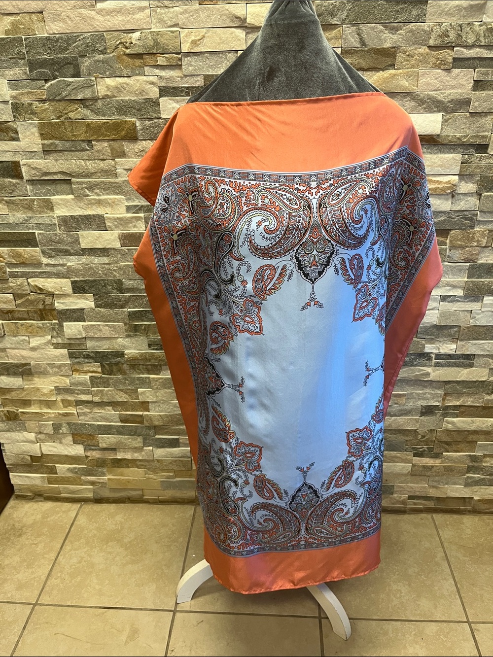 Women's Orange Paisley Print Blouse